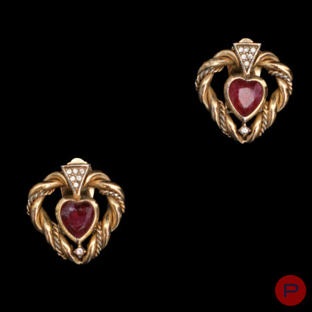 CHRISTIAN DIOR - 1970/80'S- PAIRE DE BOUCLES D'OREILLES