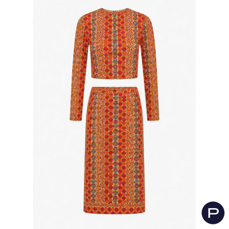 SCHIAPARELLI X SERGE LEPAGE - 1970'S - ENSEMBLE, HAUT, JUPE