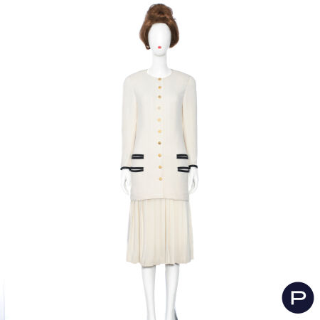 CHANEL BOUTIQUE X KARL LAGERFELD - 1980'S - ENSEMBLES, VESTE, JUPE