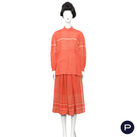 ISSEY MIYAKE - PRINTEMPS-ÉTÉ 1985 - ENSEMBLE, CHEMISE, JUPE
