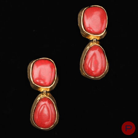 YVES SAINT LAURENT RIVE GAUCHE - 1980/90'S- PAIRE DE BOUCLES D'OREILLES