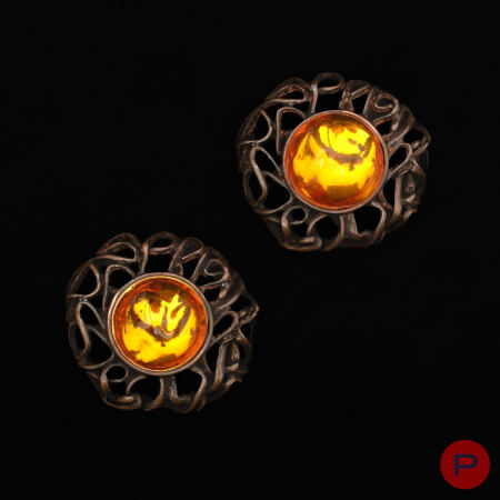 YVES SAINT LAURENT RIVE GAUCHE - 1990'S- PAIRE DE BOUCLES D'OREILLES