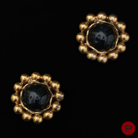 YVES SAINT LAURENT RIVE GAUCHE - 1990'S- PAIRE DE BOUCLES D'OREILLES