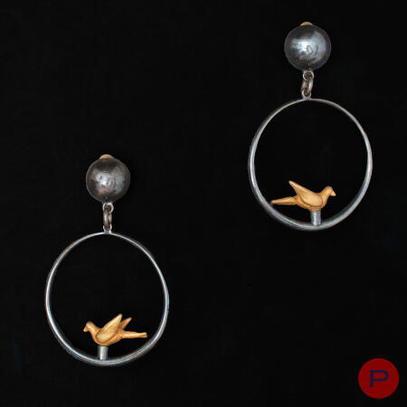 LINE VAUTRIN - CIRCA 1950- PAIRE DE BOUCLES D'OREILLES